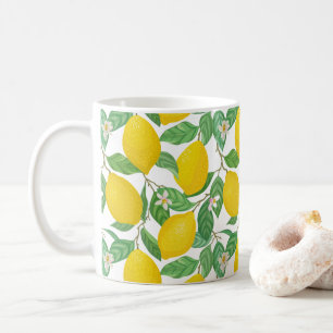 Yellow Green White Lemon Pattern Coffee Mug