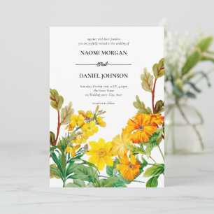 Yellow Greenery Colourful Wildflowers  Invitation