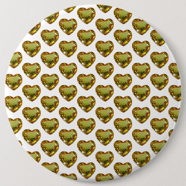 Yellow Greenish Heart Pattern Gemstone Button (Front)