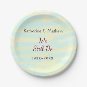 Yellow greenpastel Vow renewal anniversary waterco Paper Plate