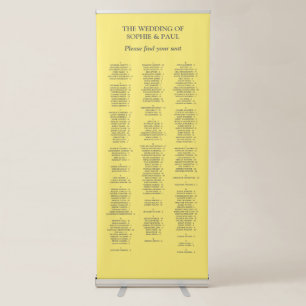 Yellow Grey 200 Guest Wedding Seating Chart Retractable Banner