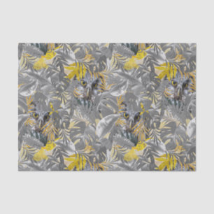 Yellow & Grey 2021 colour plant leaves & owls déco Tissue Paper