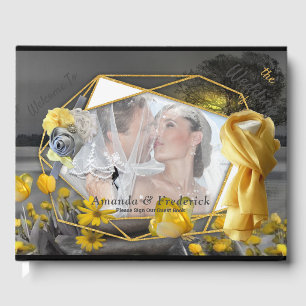 Yellow & Grey 2021 colour 'Wedding' Sunset décor Guest Book