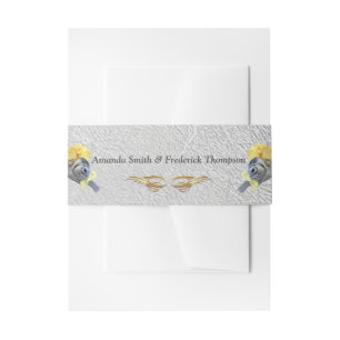 Yellow & Grey 2021 colour 'Wedding' Sunset décor Invitation Belly Band