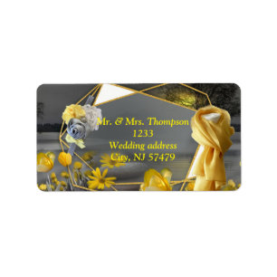 Yellow & Grey 2021 colour 'Wedding' Sunset décor Label