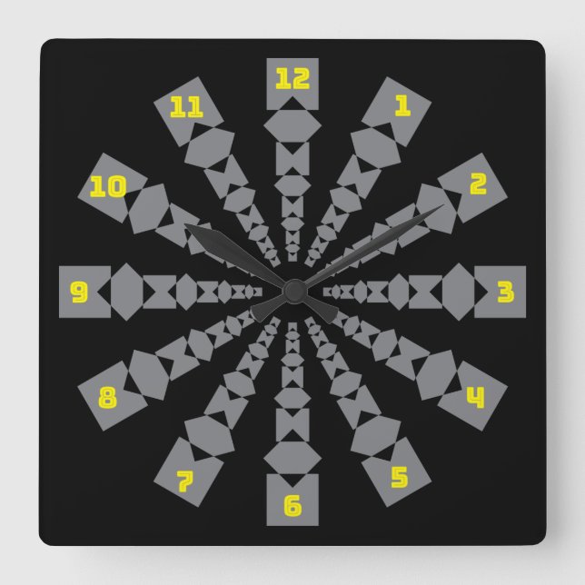 yellow grey 2021 colours square wall clock (Front)