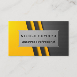 Yellow Grey Abstract   Industrial Stripes Business Card