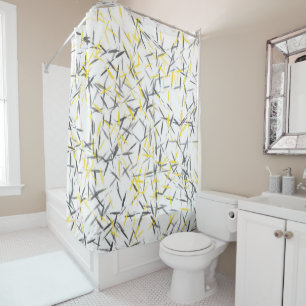 Yellow Grey Abstract Shower Curtain