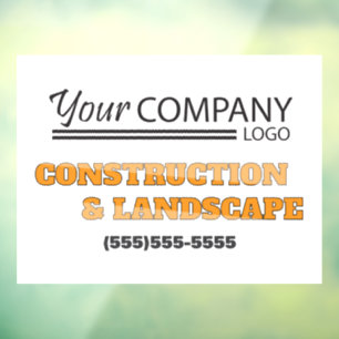 Yellow, Grey Advertisement with Logo Window Cling