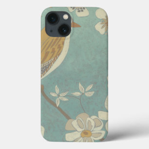 Yellow, Grey and Beige Bird Perched on a Branch iPhone 13 Case