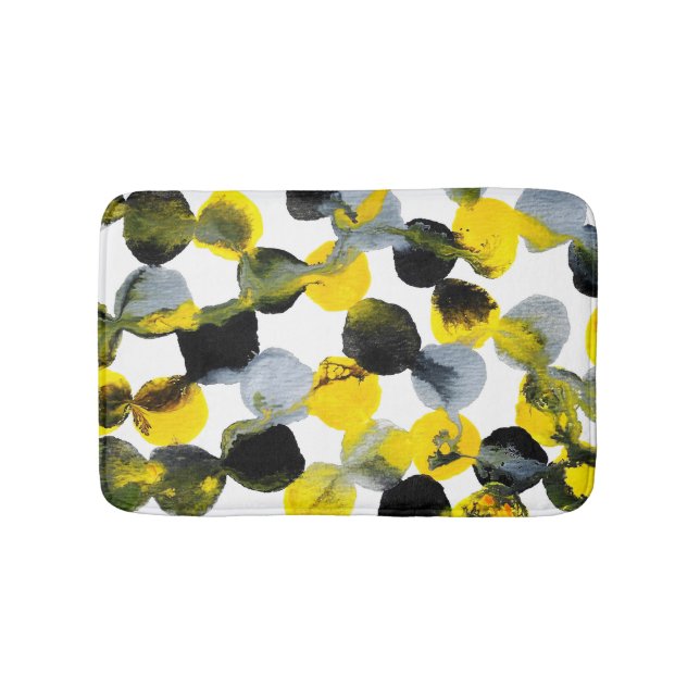 Yellow, Grey and Black Intertactions Bath Mat (Front)