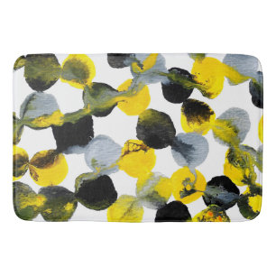Yellow, Grey and Black Intertactions Pattern Bath Mat