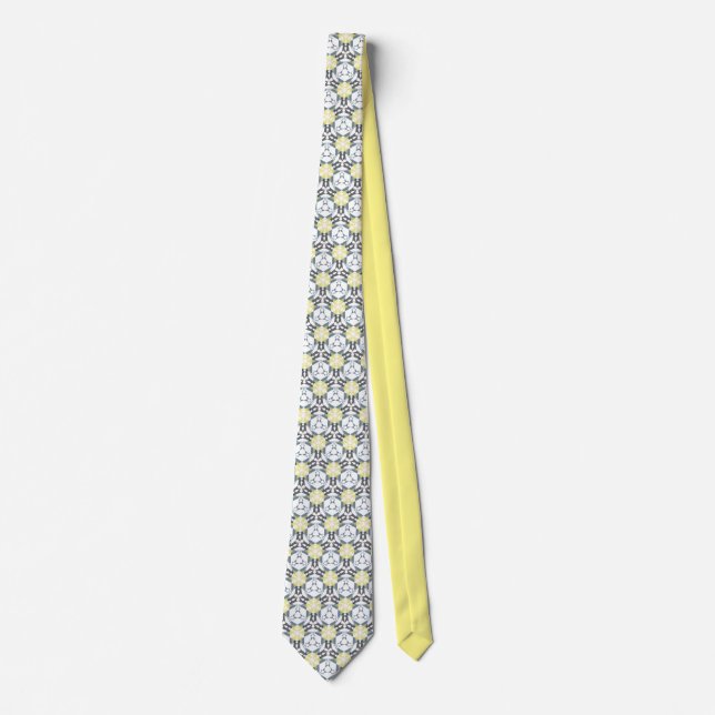Yellow Grey and White Pattern Tie (Front)