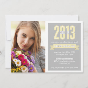 Yellow Grey Banner Class of 2013 Photo Graduation Invitation