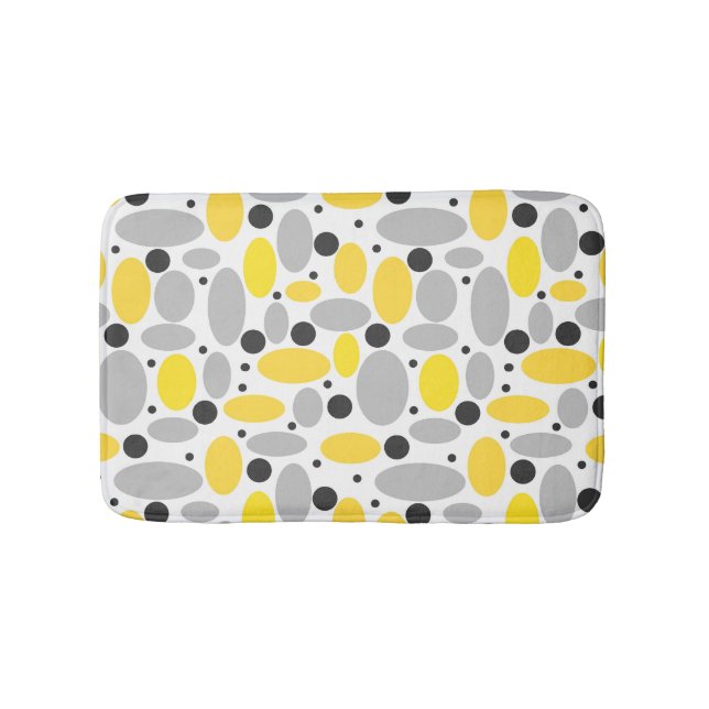 yellow grey bean retro pattern for home decor bath mat (Front)