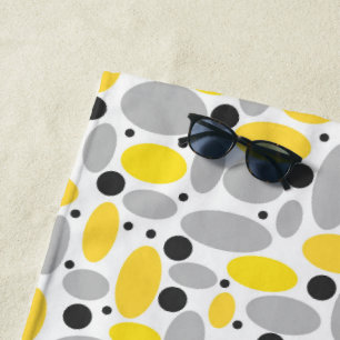 yellow grey bean retro pattern for home decor beach towel