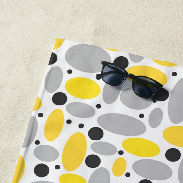 yellow grey bean retro pattern for home decor beach towel (In Situ)