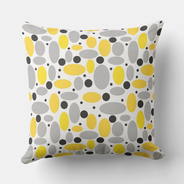 yellow grey bean retro pattern for home decor cushion (Back)