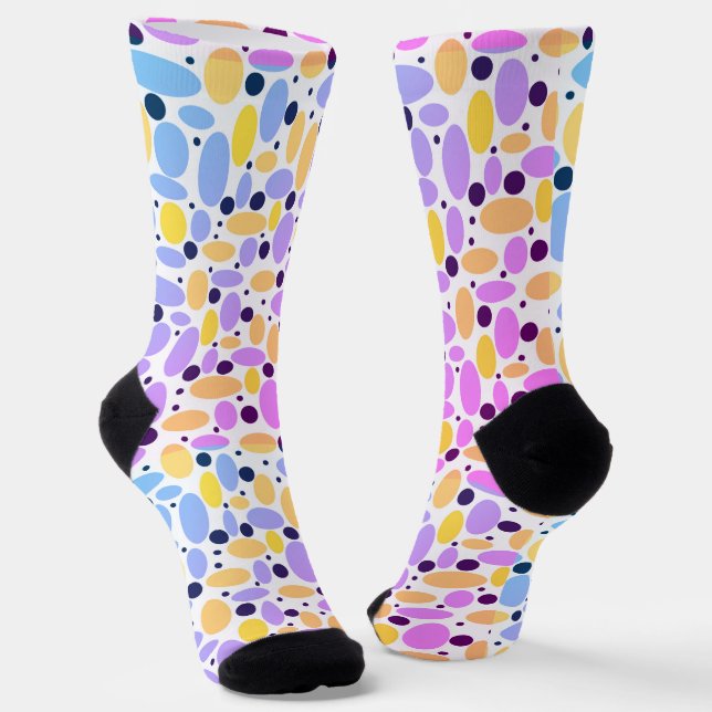 yellow grey bean retro pattern for home decor socks (Angled)