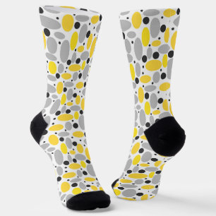 yellow grey bean retro pattern for home decor socks