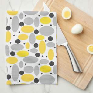 yellow grey bean retro pattern for home decor tea towel