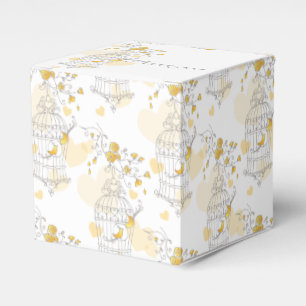 Yellow grey bird cage thank you wedding favour box