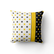 Yellow, Grey, Black and White Polka Dot Modern