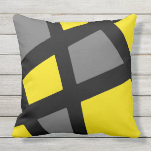 Yellow Grey Black Geometric Cushion