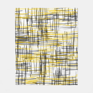 'Yellow grey Black Scribbles' Watercolor Abstract Fleece Blanket
