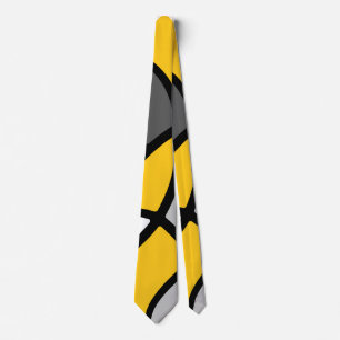 Yellow Grey Black White Abstract  Tie