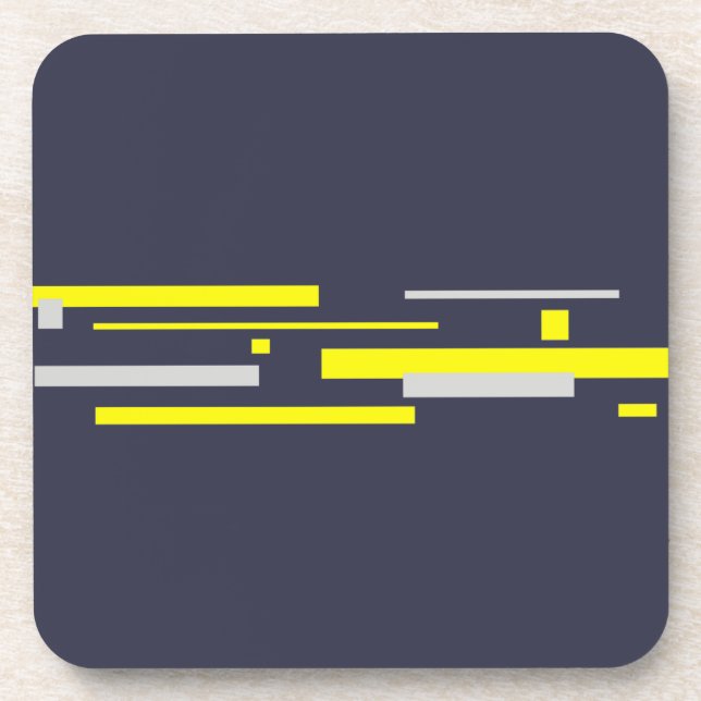 Yellow Grey Blocks Abstract Art Coaster (Front)