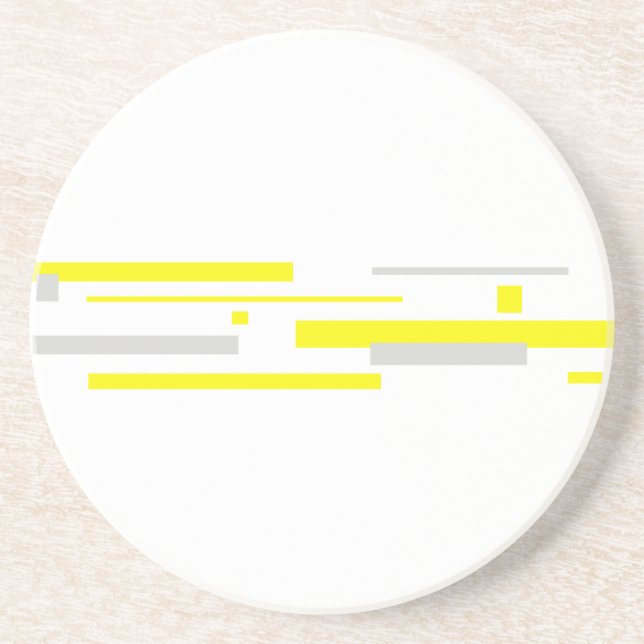 Yellow Grey Blocks Abstract Art Coaster (Front)