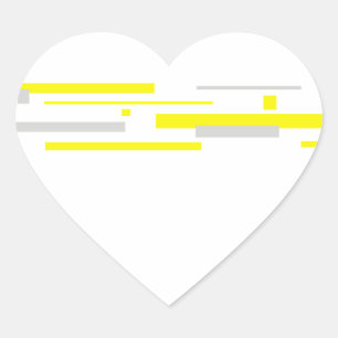Yellow Grey Blocks Abstract Art Heart Sticker
