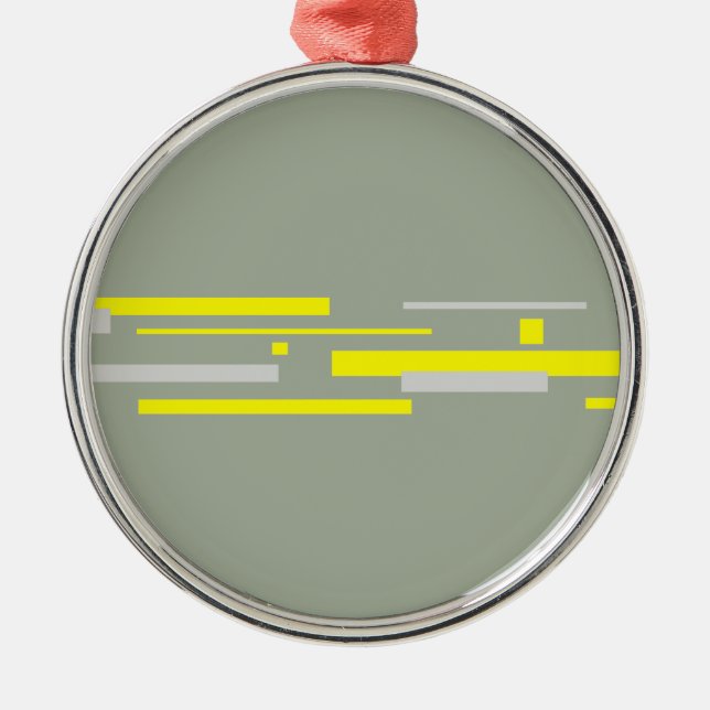 Yellow Grey Blocks Abstract Art Metal Tree Decoration (Front)