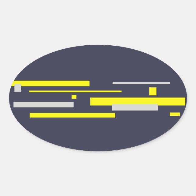 Yellow Grey Blocks Abstract Art Oval Sticker (Front)