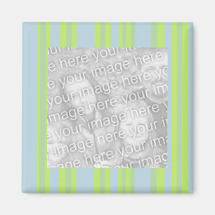 yellow grey blue stripes photo frame magnet
