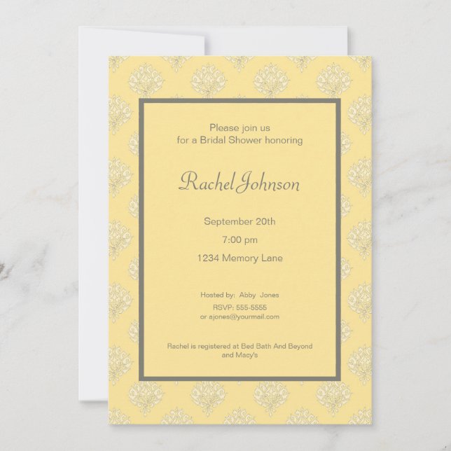 Yellow & Grey Bridal Shower Invitation (Front)