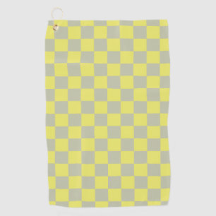 Yellow + Grey Check Chequered Chequerboard Pattern Golf Towel