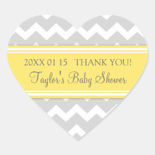 Yellow Grey Chevron Baby Shower Favour Stickers