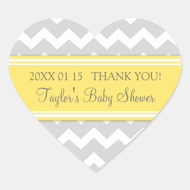 Yellow Grey Chevron Baby Shower Favour Stickers (Front)