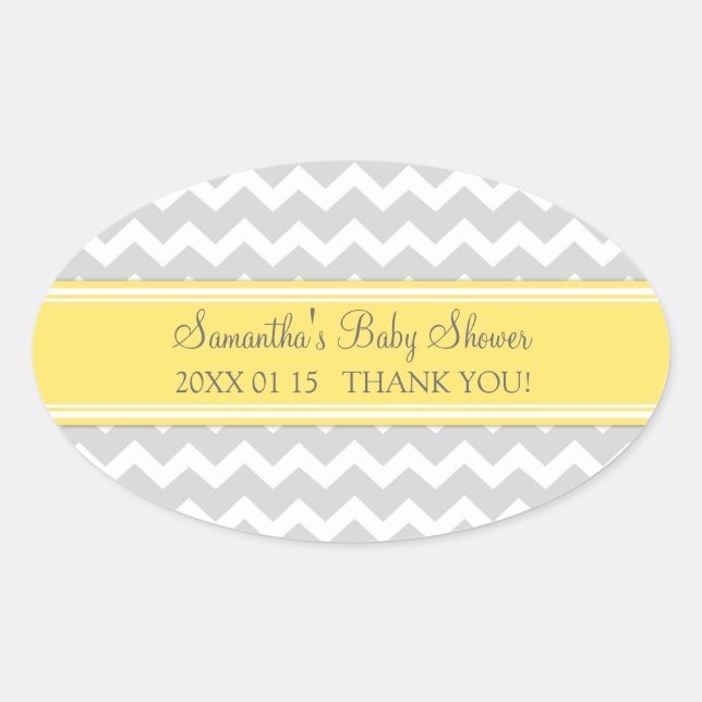 Yellow Grey Chevron Baby Shower Favour Stickers (Front)