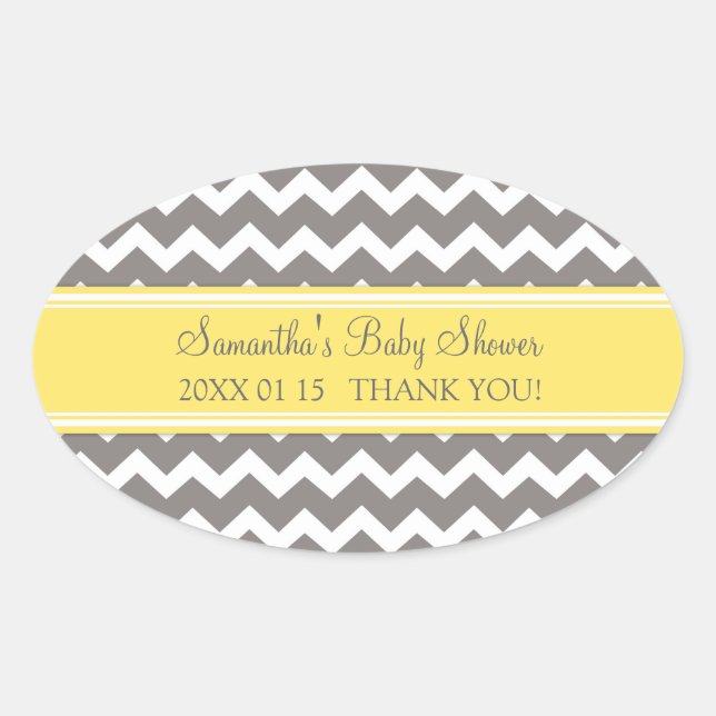 Yellow Grey Chevron Baby Shower Favour Stickers (Front)