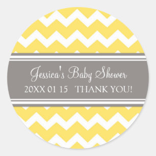 Yellow Grey Chevron Baby Shower Favour Stickers