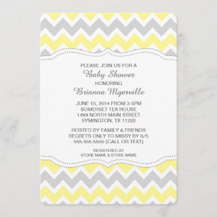 Yellow Grey Chevron Baby Shower Invites MODERN