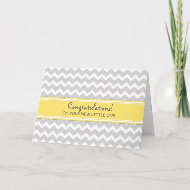 Yellow Grey Chevron Congratulations on Expecting Card (Front)