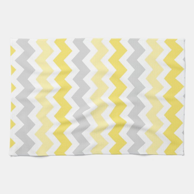 Yellow Grey Chevron Kitchen Cloth Towel (Horizontal)