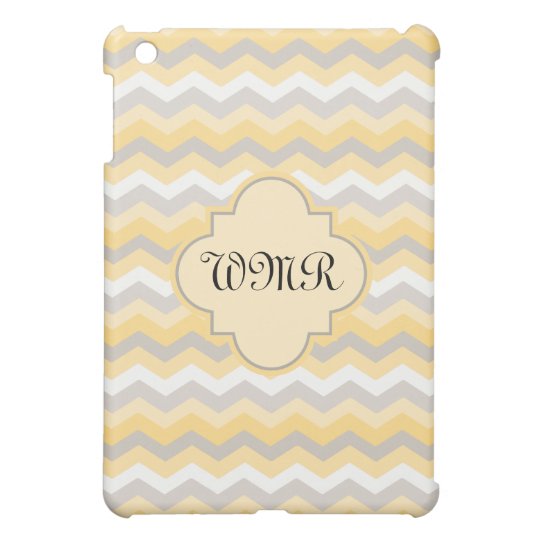 Yellow/Grey Chevron Monogram iPad Mini Case