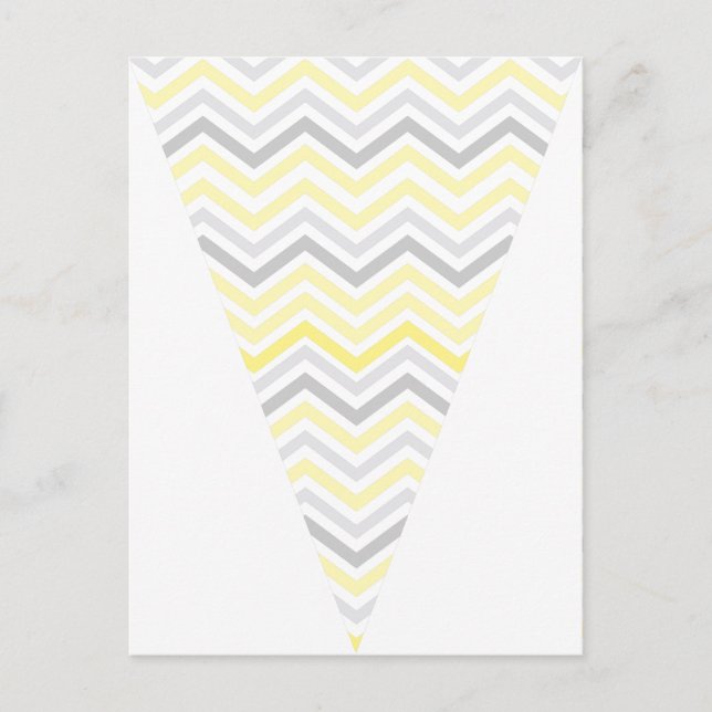 Yellow & Grey Chevron Pattern Flag Bunting Banner Postcard (Front)