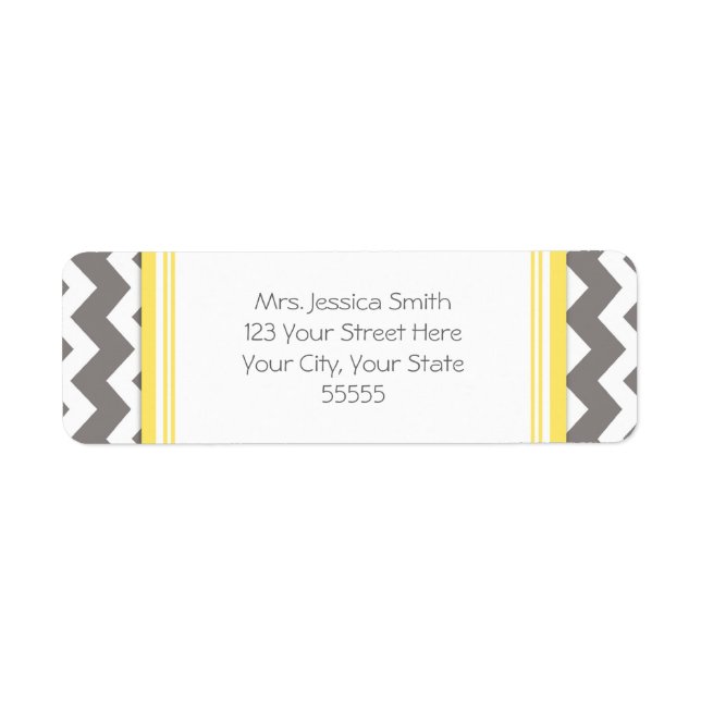 Yellow Grey Chevron Return Address Labels (Front)
