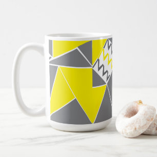 Yellow Grey Chevron Stripe Coffee Mug